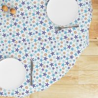 Starfish and sand dollars large //  blue beige trendy kids nursery baby boy sea deep ocean