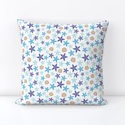 Starfish and sand dollars large //  blue beige trendy kids nursery baby boy sea deep ocean