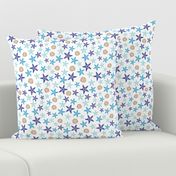 Starfish and sand dollars large //  blue beige trendy kids nursery baby boy sea deep ocean