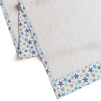 Starfish and sand dollars large //  blue beige trendy kids nursery baby boy sea deep ocean