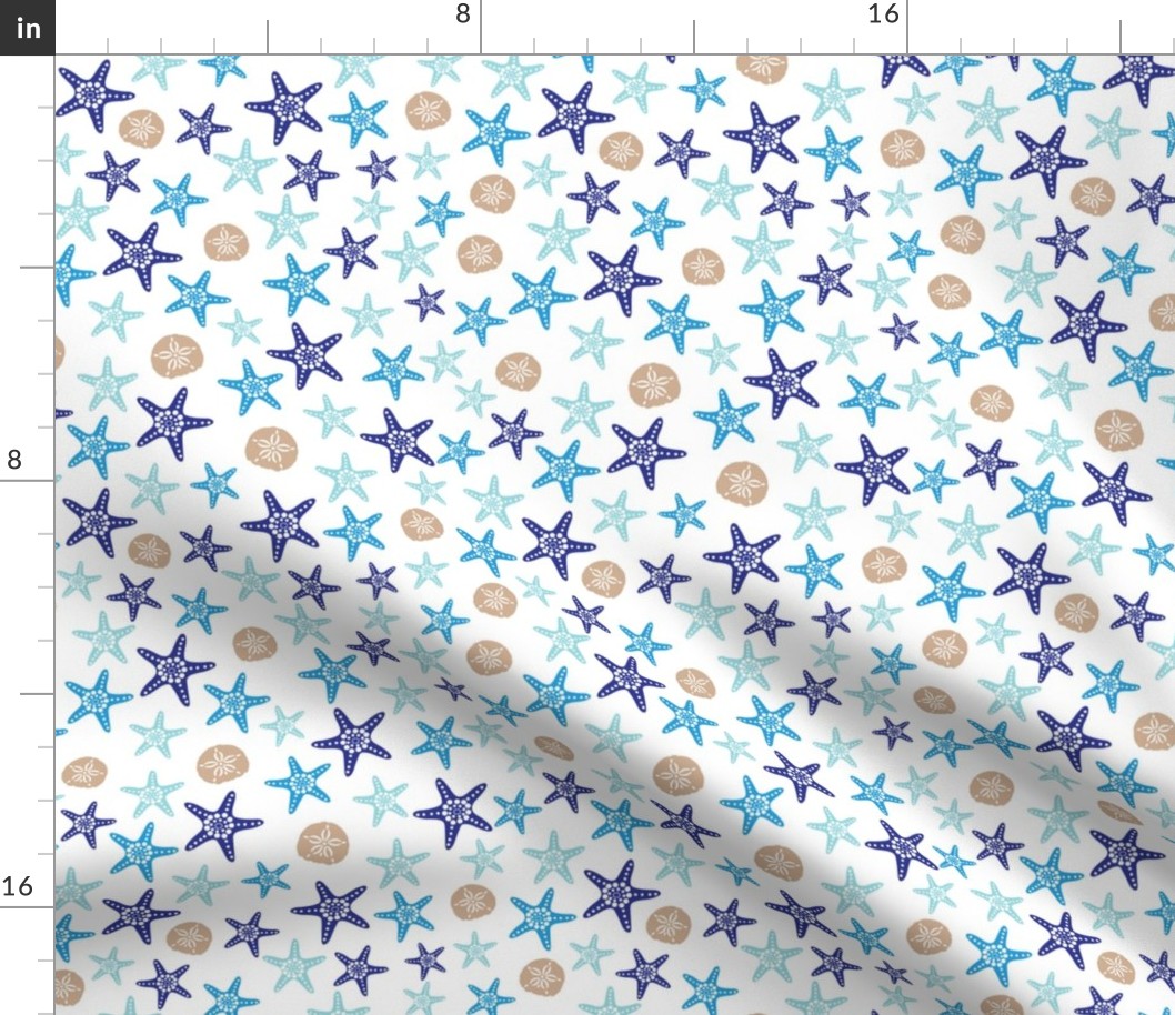 Starfish and sand dollars large //  blue beige trendy kids nursery baby boy sea deep ocean