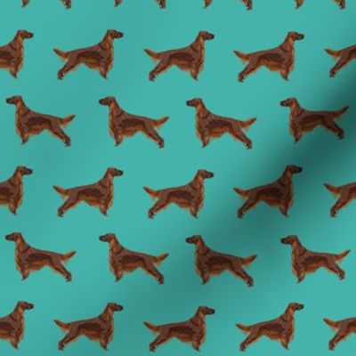 Irish Setter dog breed fabric pattern turquoise