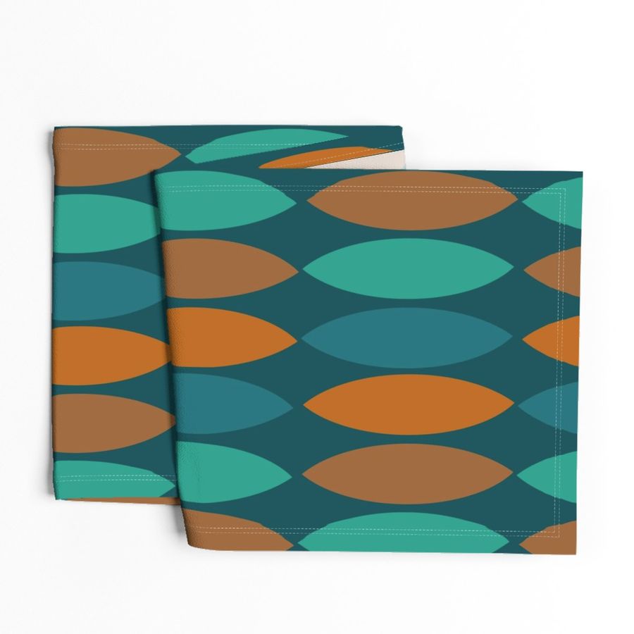 Mod Leaves-orange and teal