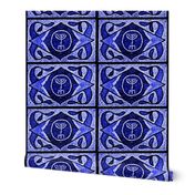 Navy Menorah Tile- Larger  scale