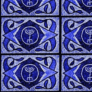 Navy Menorah Tile- Larger  scale