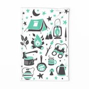 Camp Life Aqua - Fat Quarter Linen Tea Towel