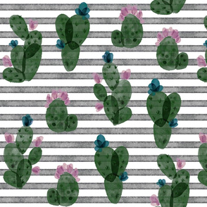 pine autumn cactus // on salted watercolor stripes 179-13