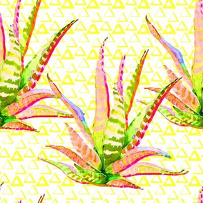 8" Pink Cactus Crazy Yellow Triangles