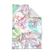 Hidden Seahorses Tea Towel Pink Aqua