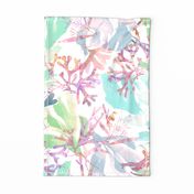 Hidden Seahorses Tea Towel Pink Aqua