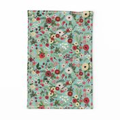 Vintage Christmas Floral Blue