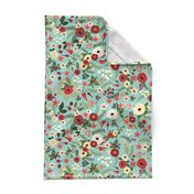 Vintage Christmas Floral Blue