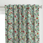 Vintage Christmas Floral Blue