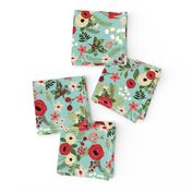 Vintage Christmas Floral Blue