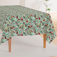 Vintage Christmas Floral Blue