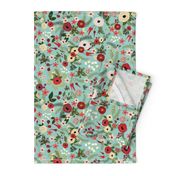 Vintage Christmas Floral Blue