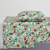 Vintage Christmas Floral Blue