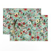 Vintage Christmas Floral Blue