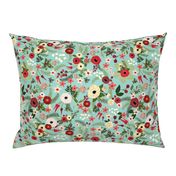 Vintage Christmas Floral Blue