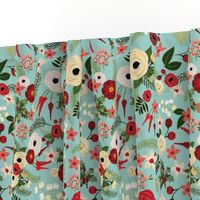 Vintage Christmas Floral Blue