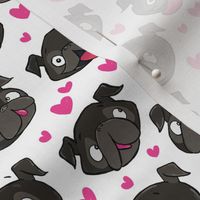 black pugs and hearts love  white