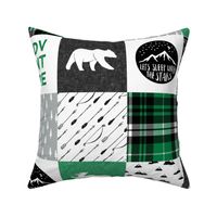 Happy Camper || Wholecloth Quilt Top - green and black