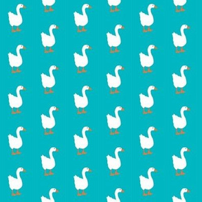 Little White Goose on Water Background with Orange Bill and Feet