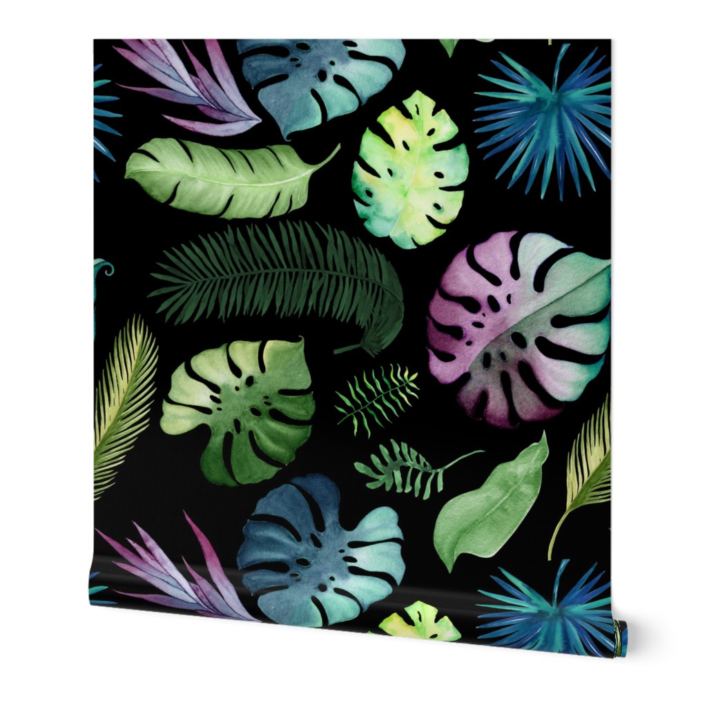 8" Tropical Leaves - Black