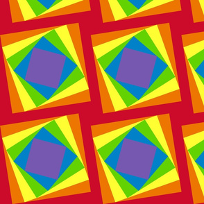Twisted Squares Rainbow Optical Illusion Quilt Fabric