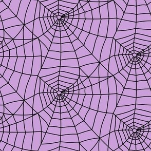spider webs - black on purple - halloween fabric