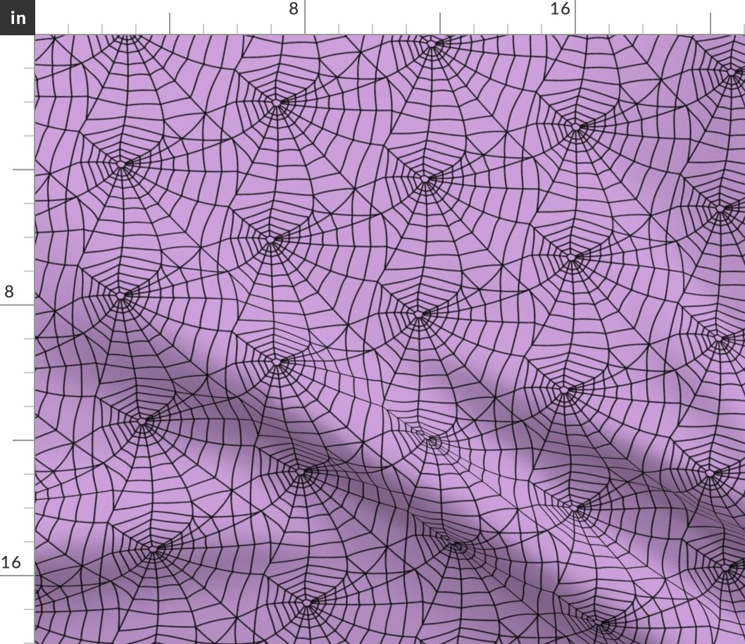 spider webs - black on purple - halloween fabric