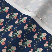 Summer Floral Navy - SMALL VERSION - Navy Floral - Flowers