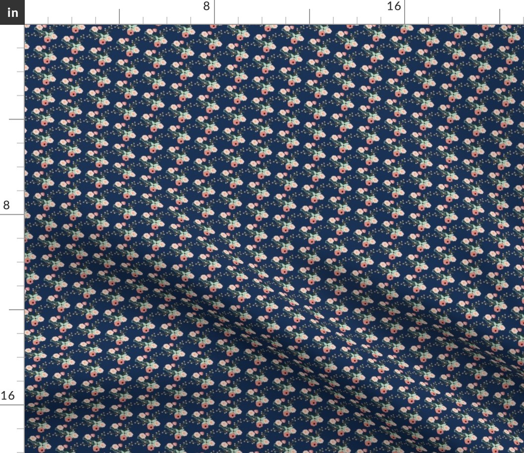 Summer Floral Navy - SMALL VERSION - Navy Floral - Flowers