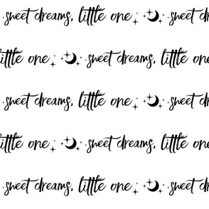 Sweet Dreams Little One, moon and Stars - black on white typography