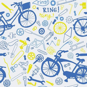bikes and tools in blue and yellow