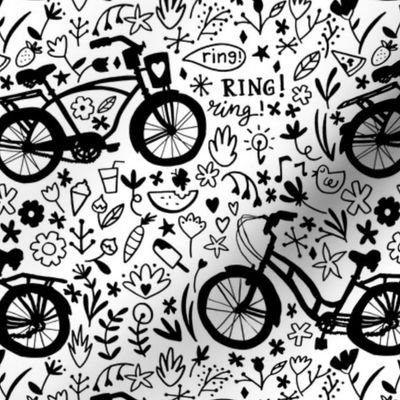 bikes and summer black and white