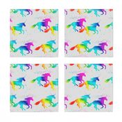 watercolor unicorns - rainbow on grey