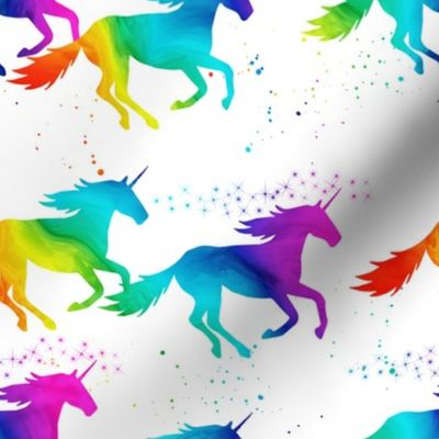 watercolor unicorns - rainbow
