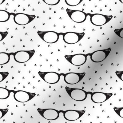 Black and White Cat Eyes Fabric - Movie Star Black And White By Applebutterpattycake - Cotton Fabric By The Yard With Spoonflower