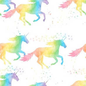watercolor unicorn - pastel rainbow