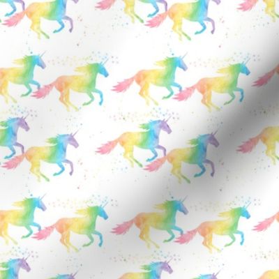 (small scale) watercolor unicorn - pastel rainbow