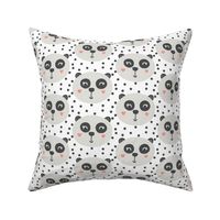 Sweet Pandas on White - Monochrome Panda - Nursery Decor - Baby Bedding - Panda Hearts