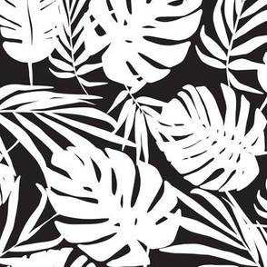 Urban Jungle - Tropical Leaves Black And White 