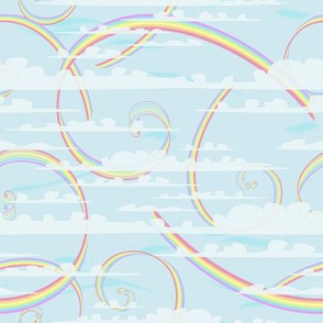 Pastels Rainbow Swirls with Clouds