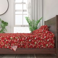 Vintage Christmas Floral Red 