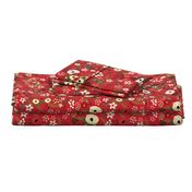 Vintage Christmas Floral Red 