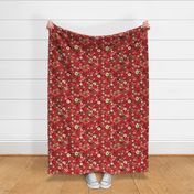 Vintage Christmas Floral Red 