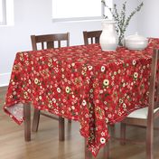 Vintage Christmas Floral Red 