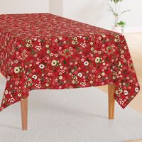 Vintage Christmas Floral Red 