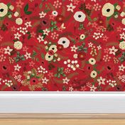 Vintage Christmas Floral Red 